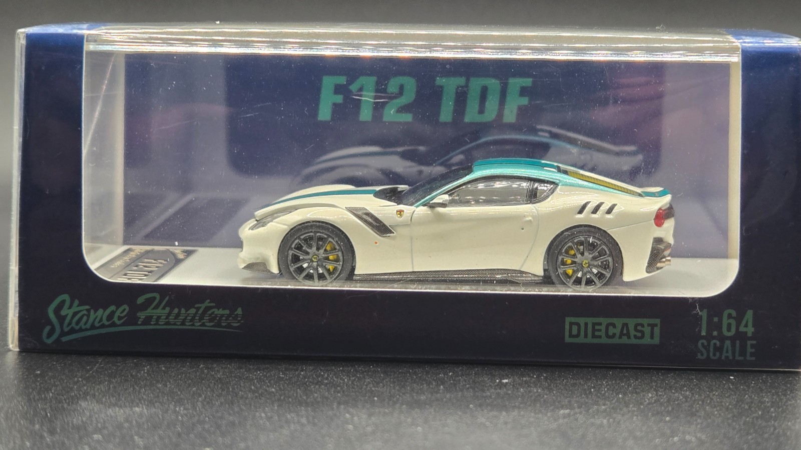 1:64 Stance Hunters Ferrari F12 TDF Supercar LTD White/green stripes 188/499