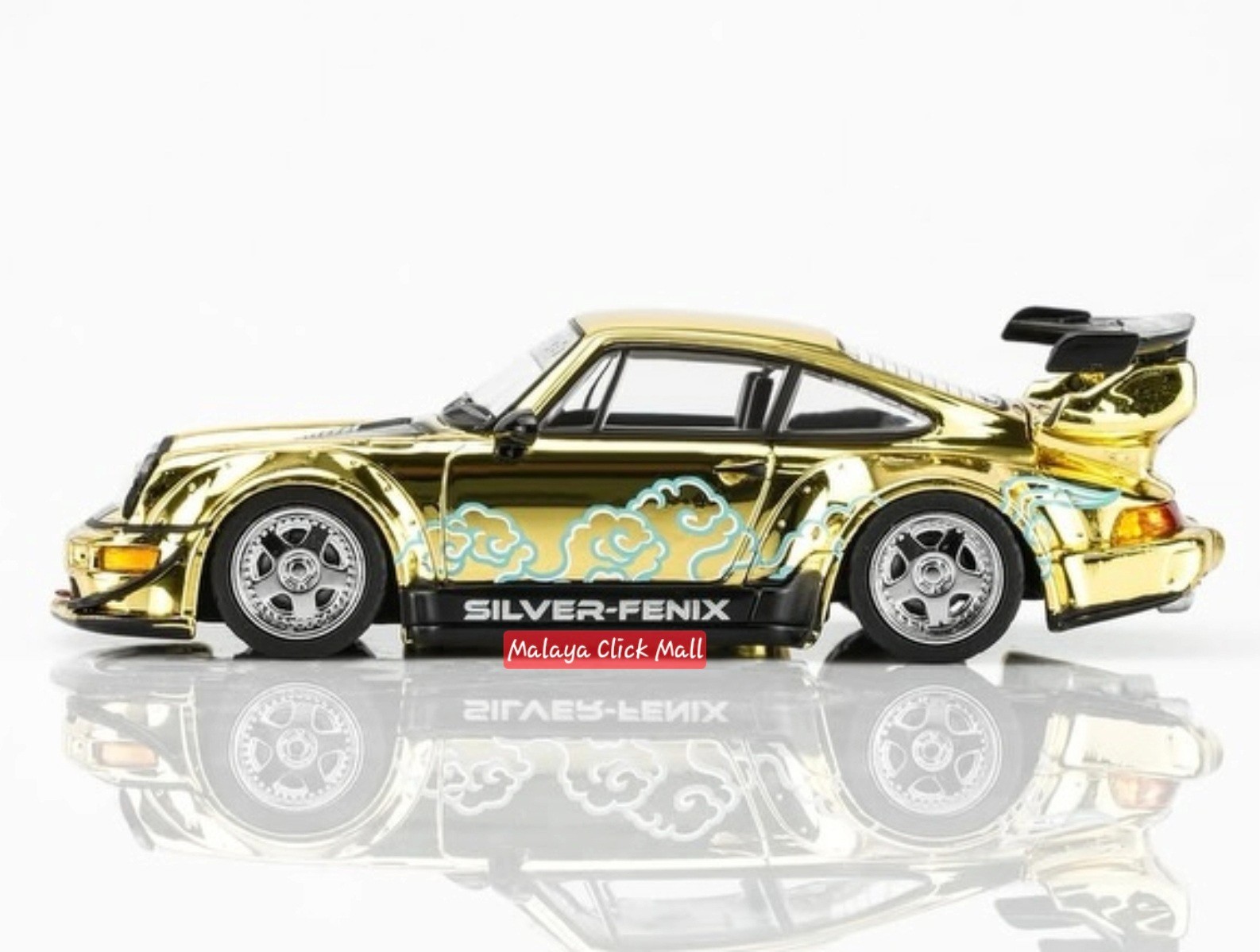 MOTORHELIX 1:64 RWB 964 Silver-Fenix Gold Chrome Toshikazu Nozaka Art