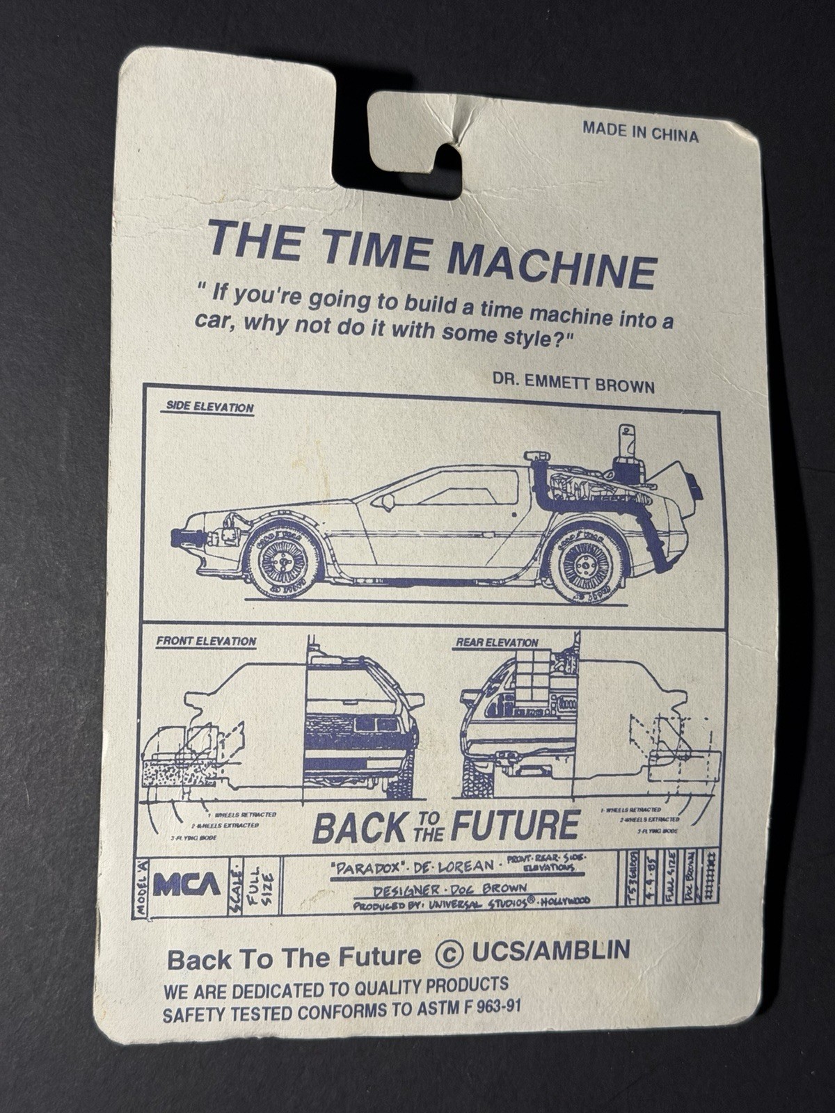 Back To The Future Time Machine DeLorean Die Cast Metal Car Sealed Vintage MC