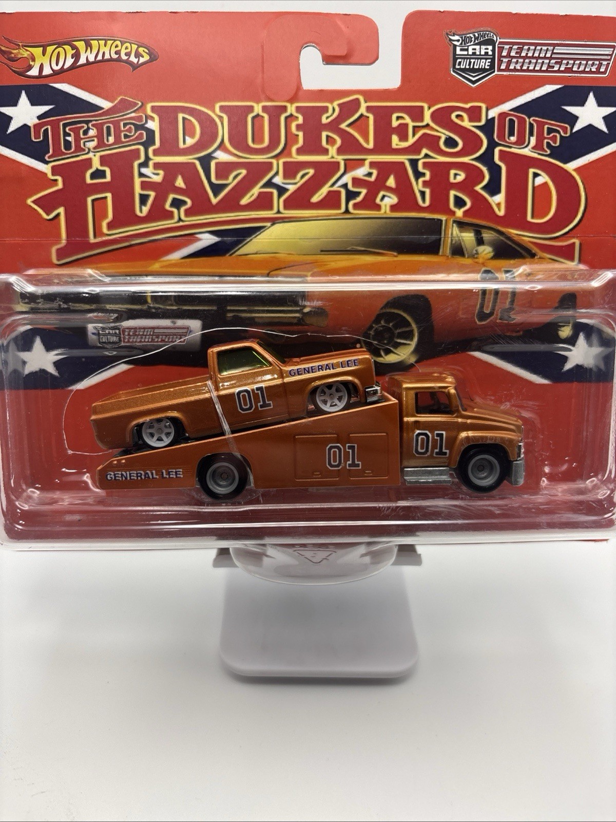 HOTWHEELS TEAM TRANSPORT DUKES OF HAZZARD 83 Chevy C10 GENERAL LEE & FORD C800