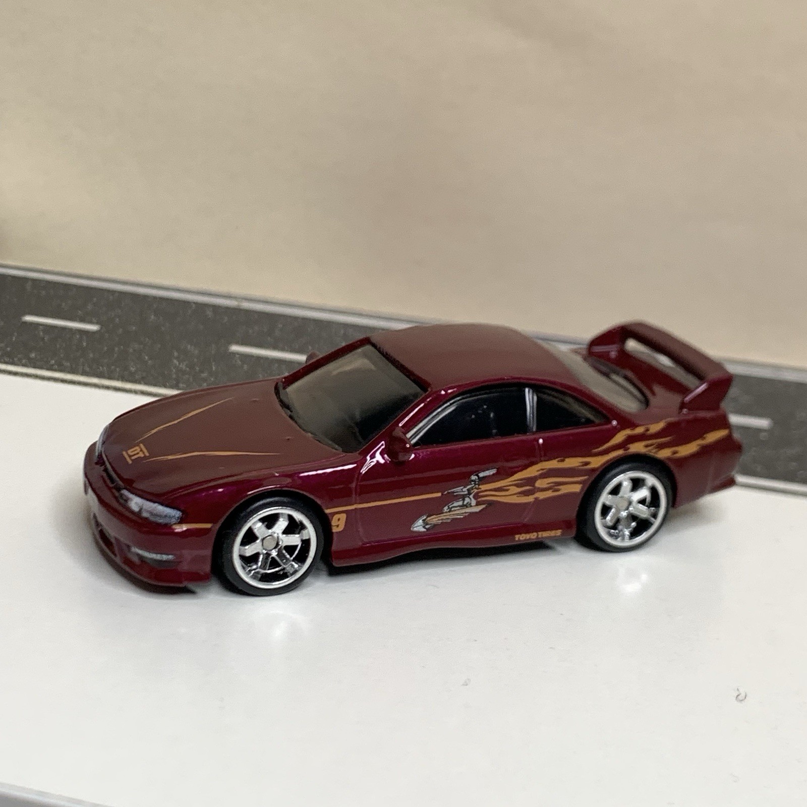 Hot Wheels Premium Fast & Furious 1997 Nissan 240SX S14 Dark Red w/6 Spoke NM
