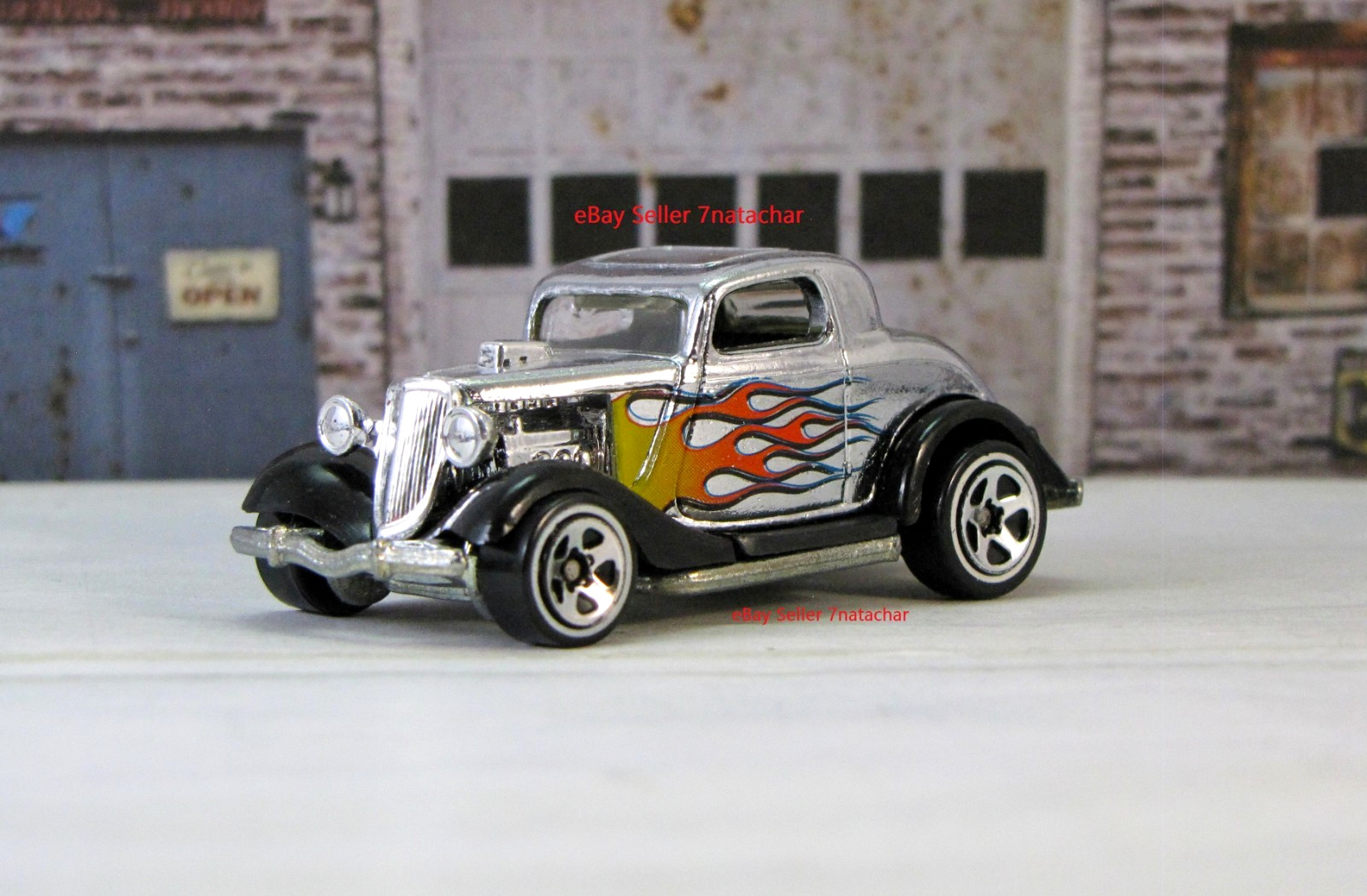 1934 Ford Coupe Flathead V8 Hot Rod Metal Model Collectible Car Silver J