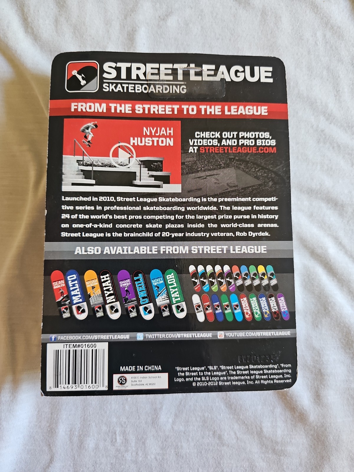 Street League Skateboarding NYJAH HUSTON Tan Square Black Letters GREAT PACKAGE