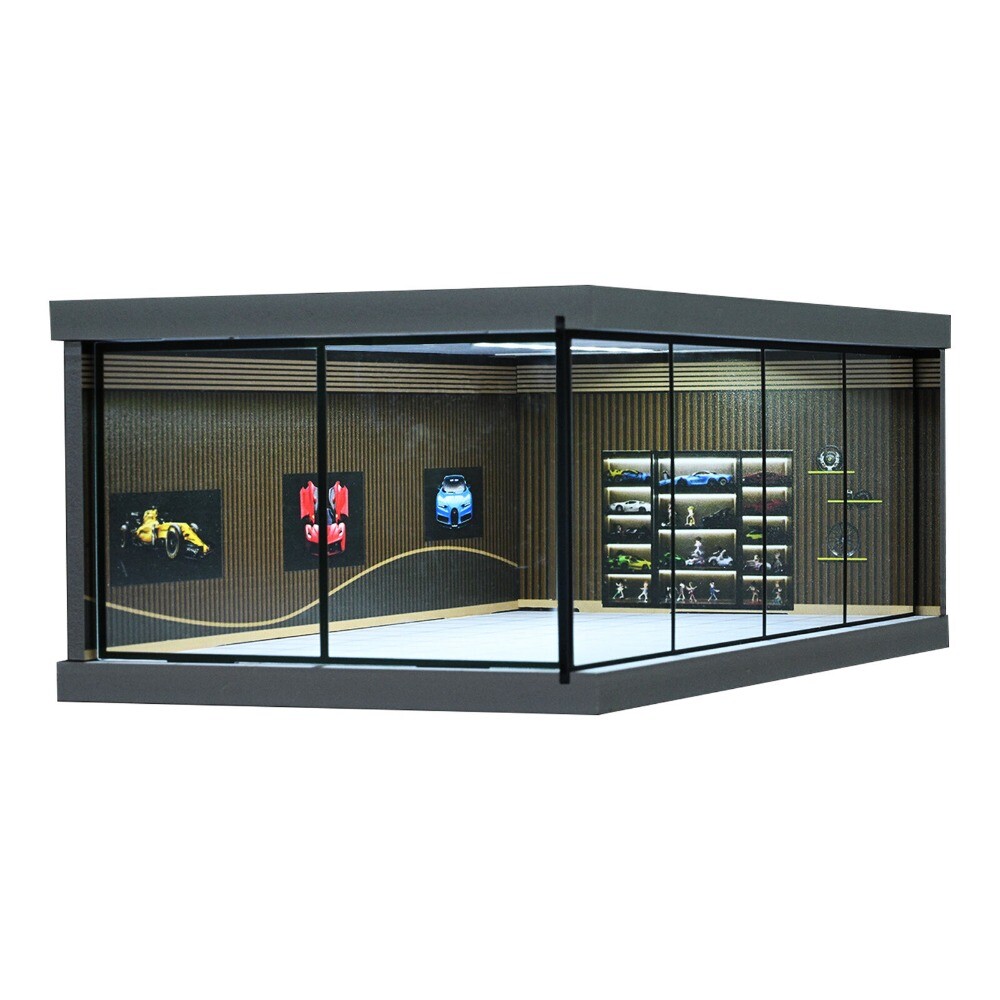 Diorama 1/64 Car Garages Model LED Lighting City Car Showroom Display Model Toys