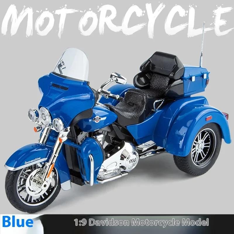 1:9 Alloy Trike Motorcycle Model Sound Light Diecast Collectible Gift Box