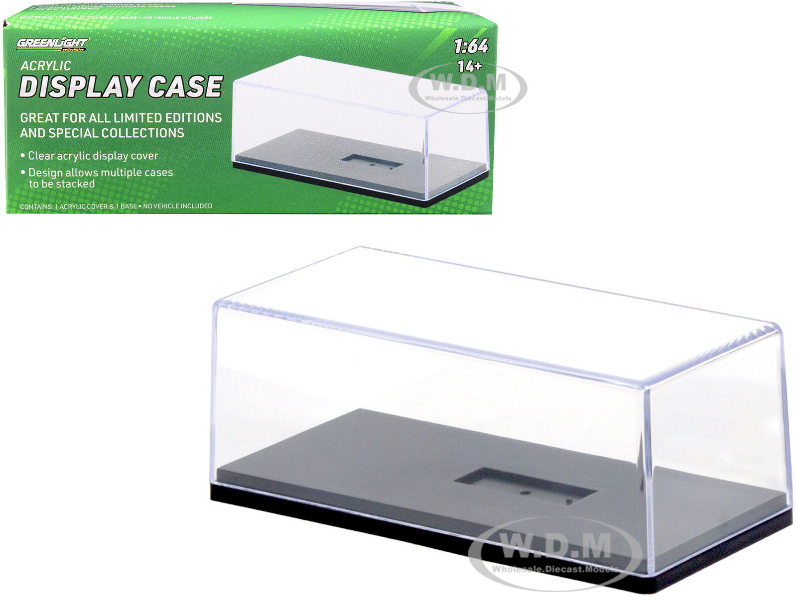 ACRYLIC DISPLAY CASE & PLASTIC BASE FOR 1/64 SCALE MODELS BY GREENLIGHT 55025-2
