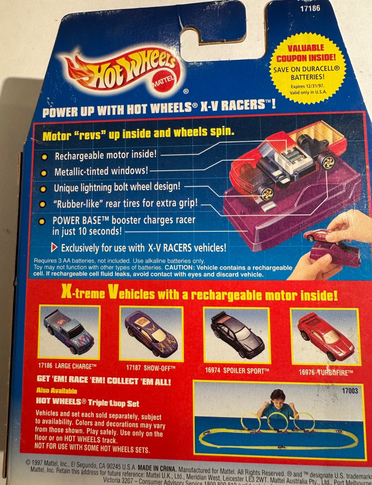1997 HOT WHEELS, LARGE CHARGE, CHEVY PICKUP MOTORIZED X-V RACERS