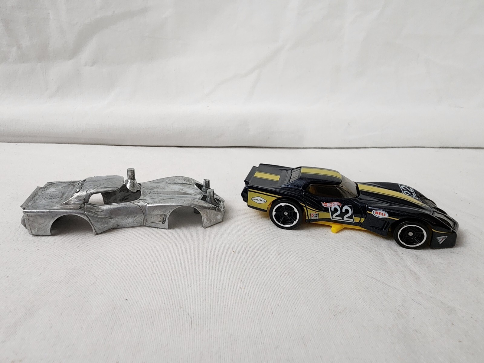 Hot Wheels ‘76 Greenwood Corvette Factory raw body and unspun. Lot of 2 / A7