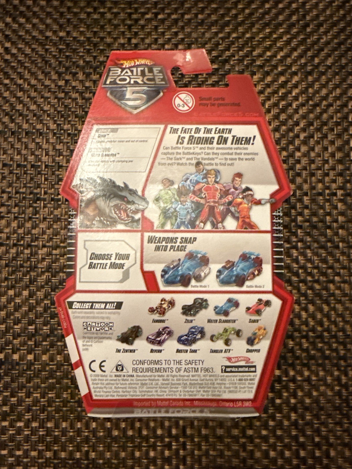 Hot Wheels Battle Force 5 Water Slaughter Car Snap-On Weapons 2009 Blue 3+