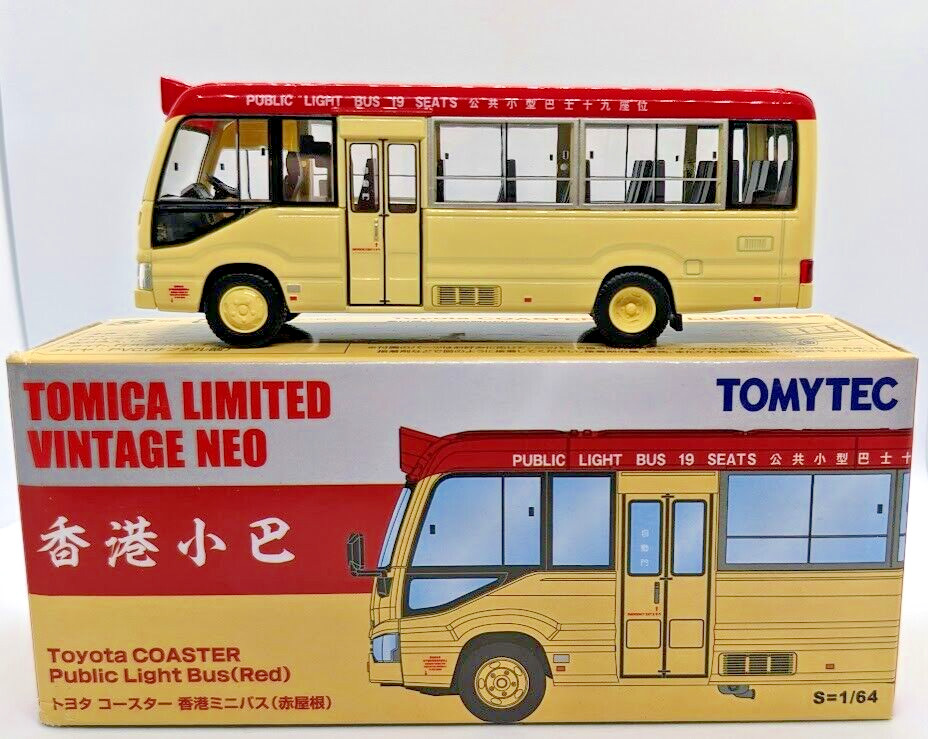 Tomica Limited Hong Kong Red Public Bus Toyota Coaster Metal Diecast Car Model