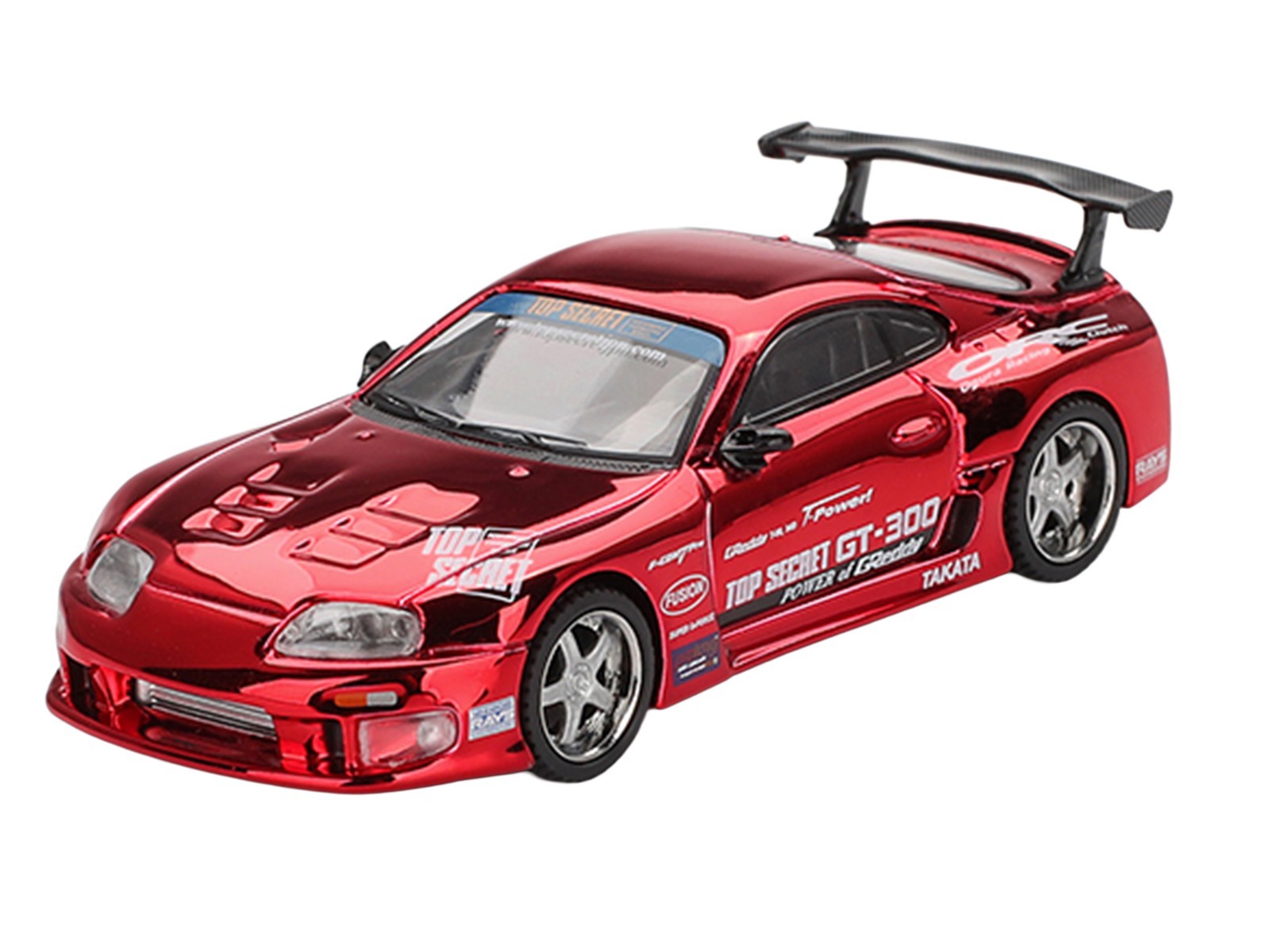 TOYOTA SUPRA (A80) TOP SECRET GT-300 RHD RED CHROME 1/64 BY MINI GT MGT01132