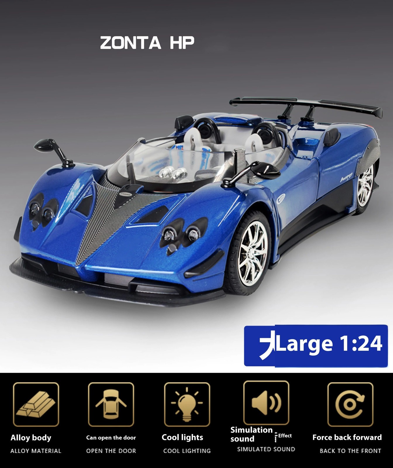 1:24 Pagani Zonda Car Model Alloy Convertible Sports Car Ornaments Car Model