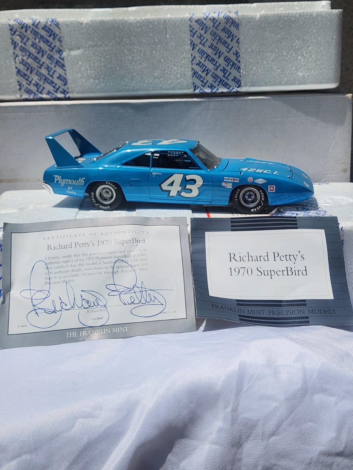 Franklin Mint Richard Petty 1/24 Diecast #43 1970 Plymouth Superbird New In Box