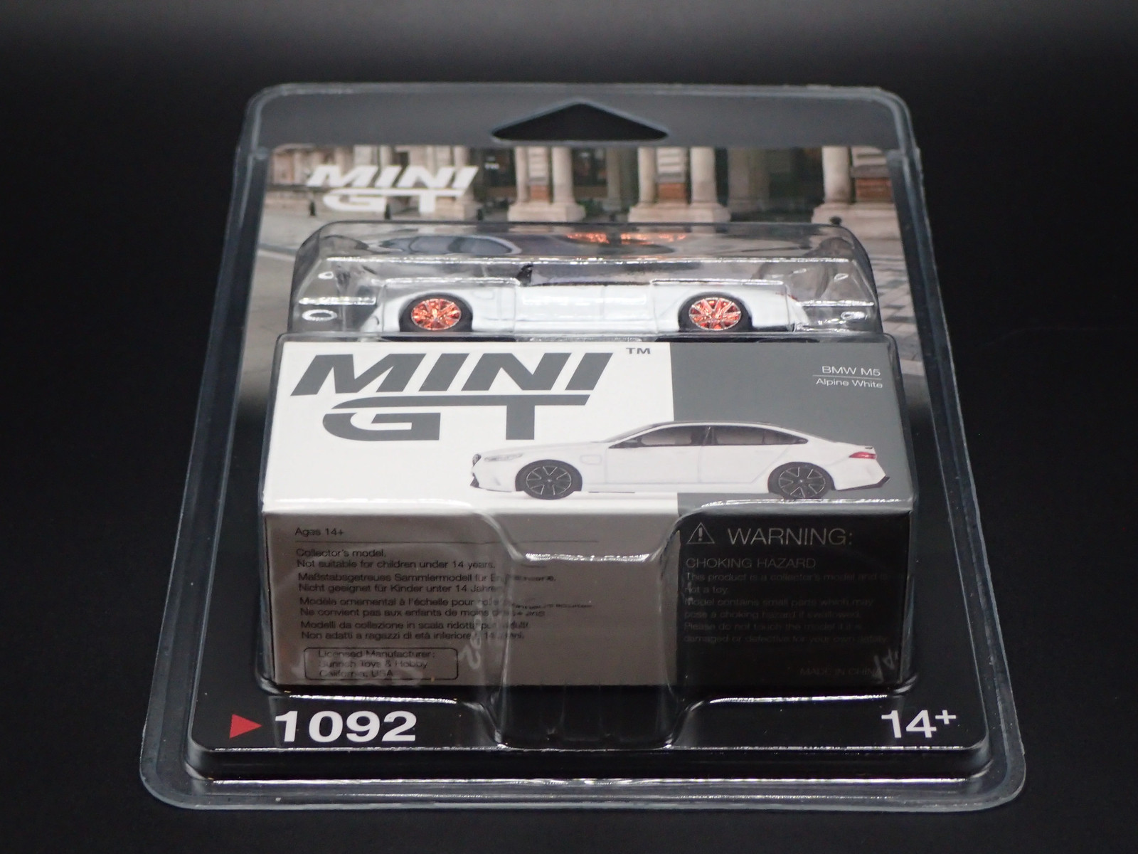 BMW M5 WHITE, ORANGE CHROME CHASE TSM MODEL MINI GT 1092 1/64 SCALE 2026