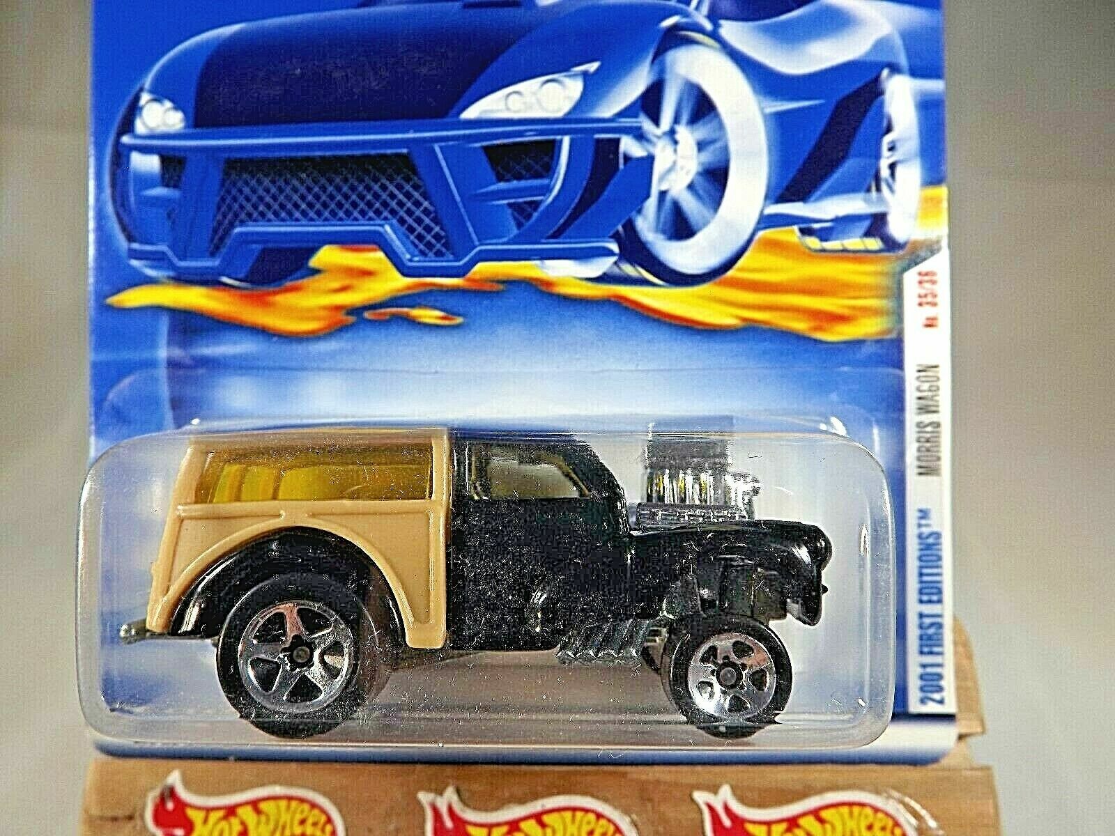 2001 Hot Wheels #47 First Editions 35/36 MORRIS WAGON Black/Tan w/5 Spoke Wheels