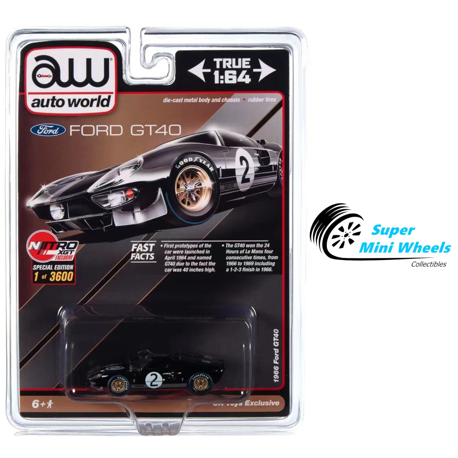 Auto World 1:64 – 1966 Ford GT40 #2 (Black) NITRO GTX Exclusives