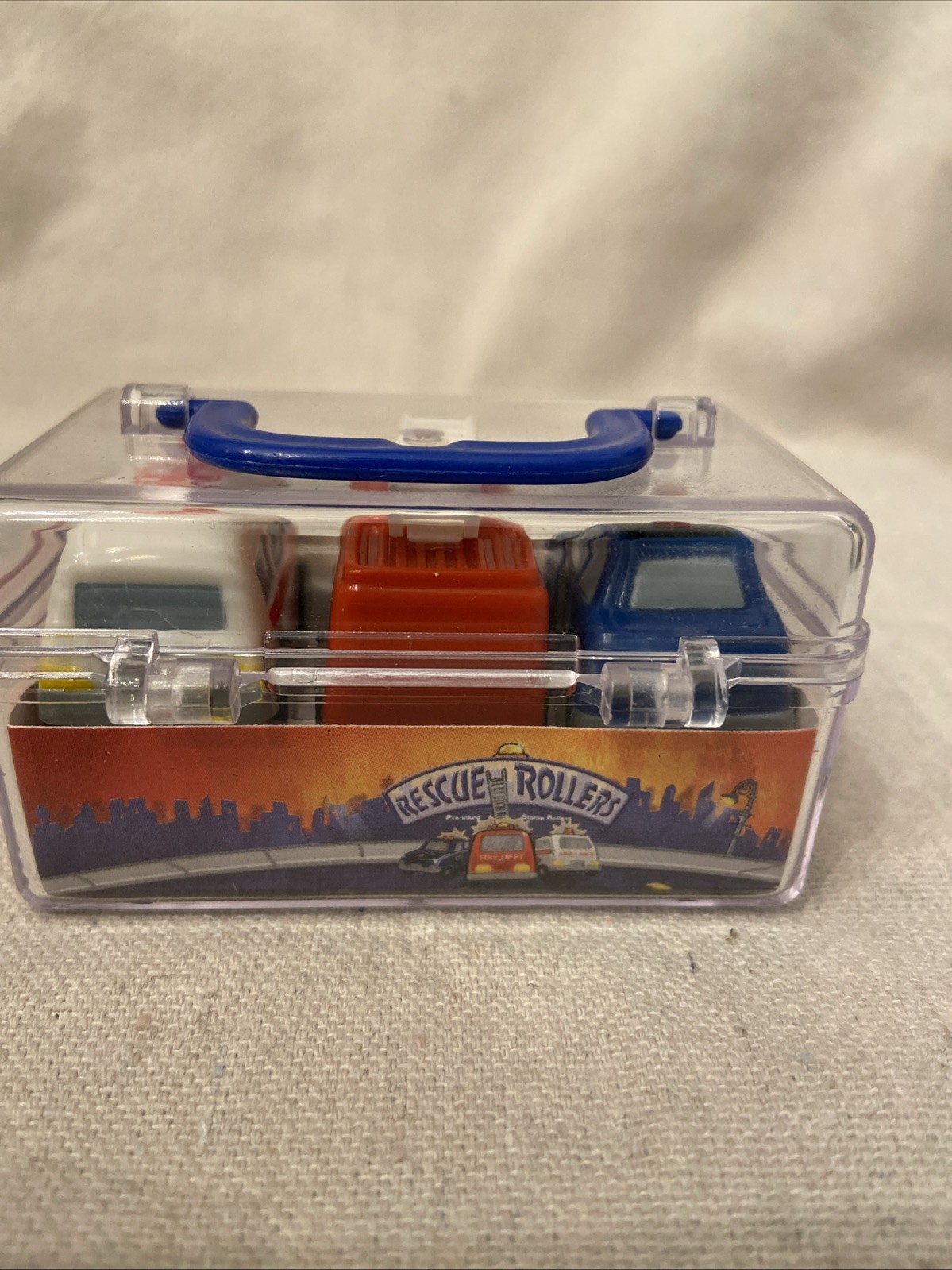 Rescue Rollers Stamper Set – Police, Fire & Ambulance Mini Toy Cars, Case