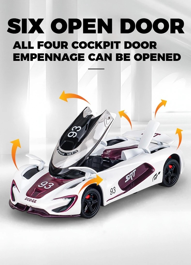 1:32 Dodge Tomahawk SRT V10 Diecast Light Sound Pull Back Collectible Toy Gift