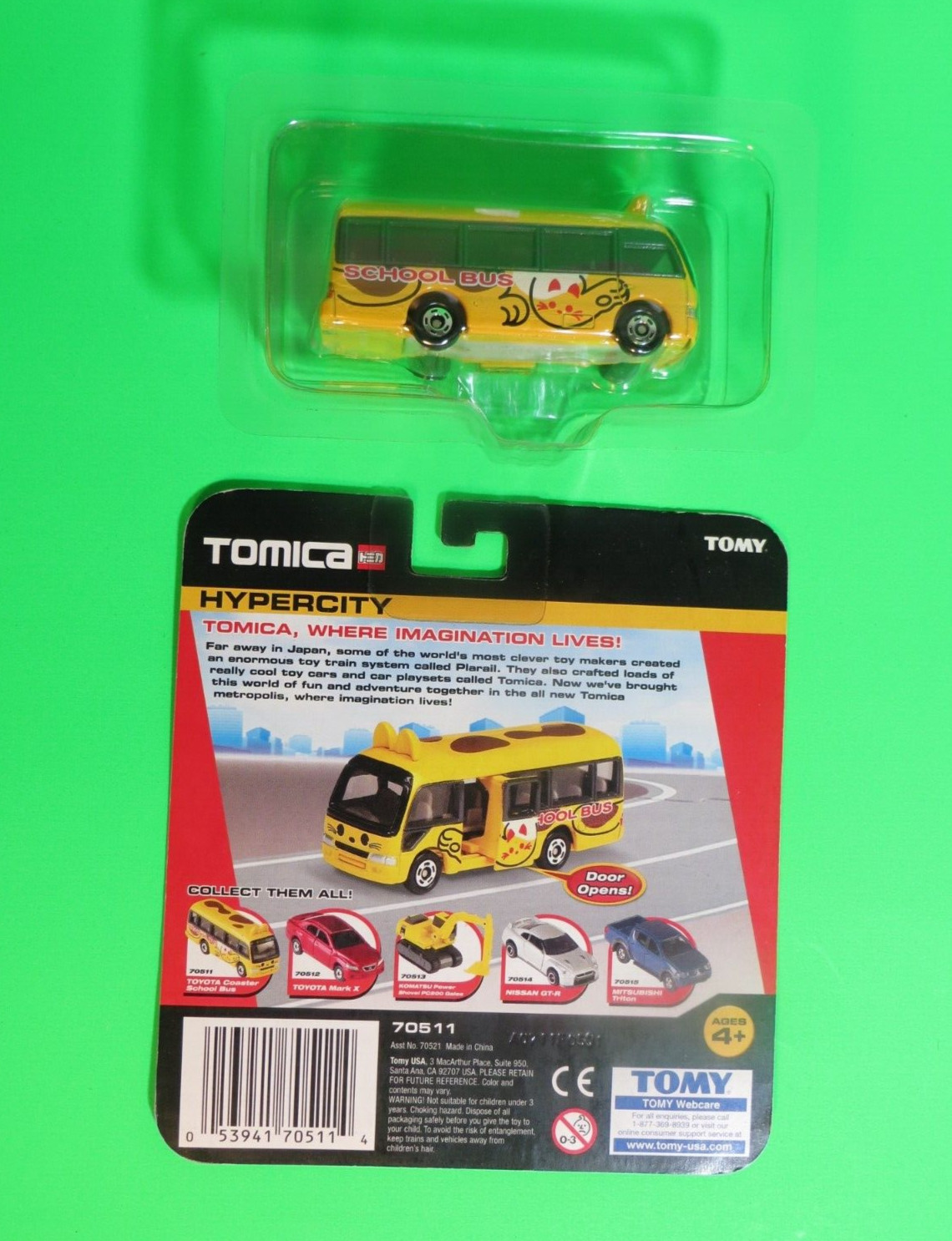 Tomy USA Tomica, Hypercity S1 Toyota Coaster Cat School Bus…Sold, Off-Card