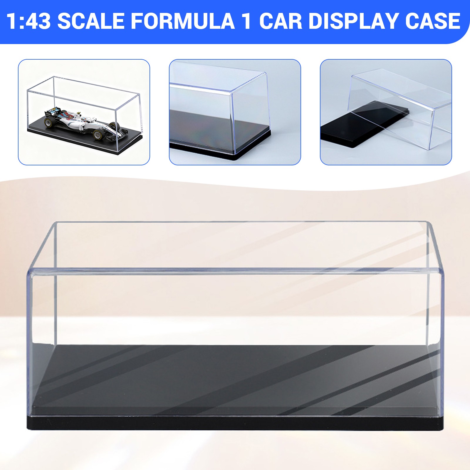 Acrylic Model Car Display Case 1:43 Scale Diecast Display Boxes For F1 Model Car