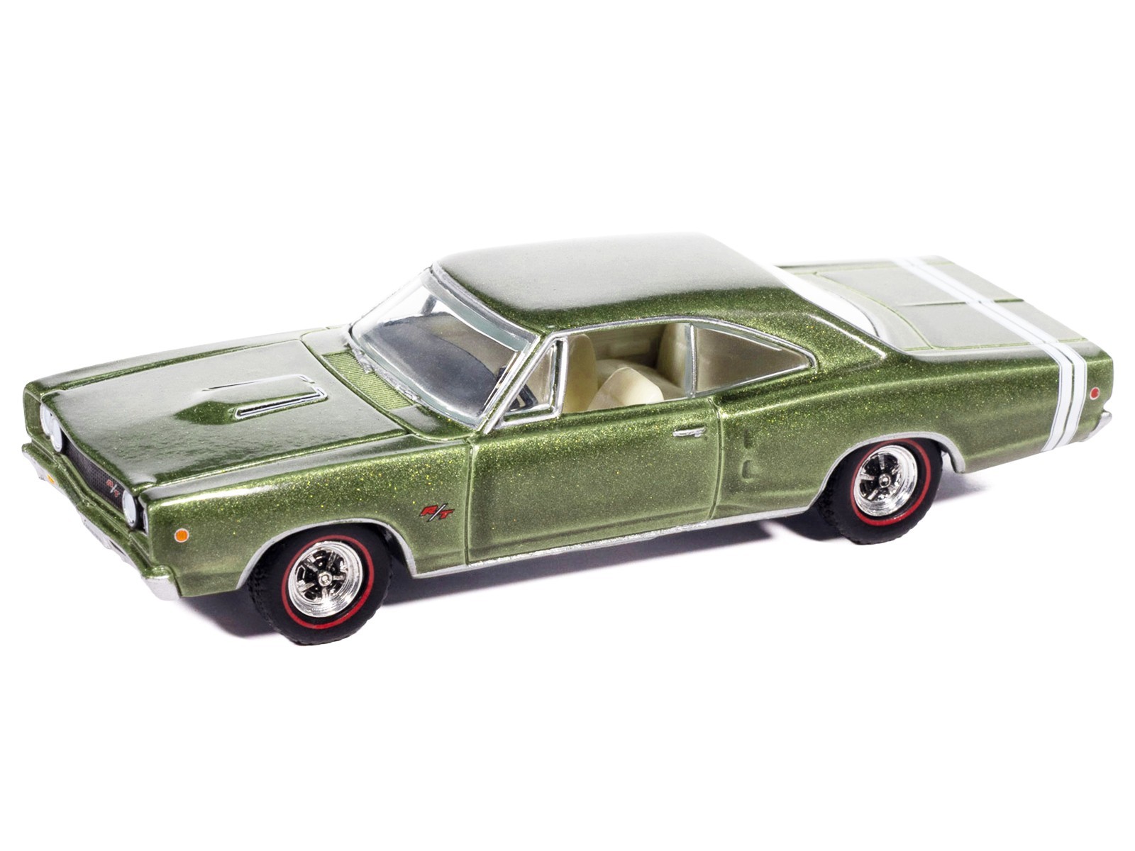 1968 DODGE CORONET R/T MEDIUM GREEN 1/64 DIECAST BY AUTO WORLD 64512-AWSP194 A
