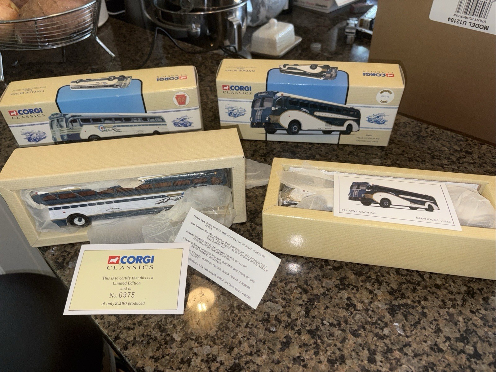 Corgi Classics Yellow Coach Bus Blue 743 Greyhound Lines #98469 And #98461