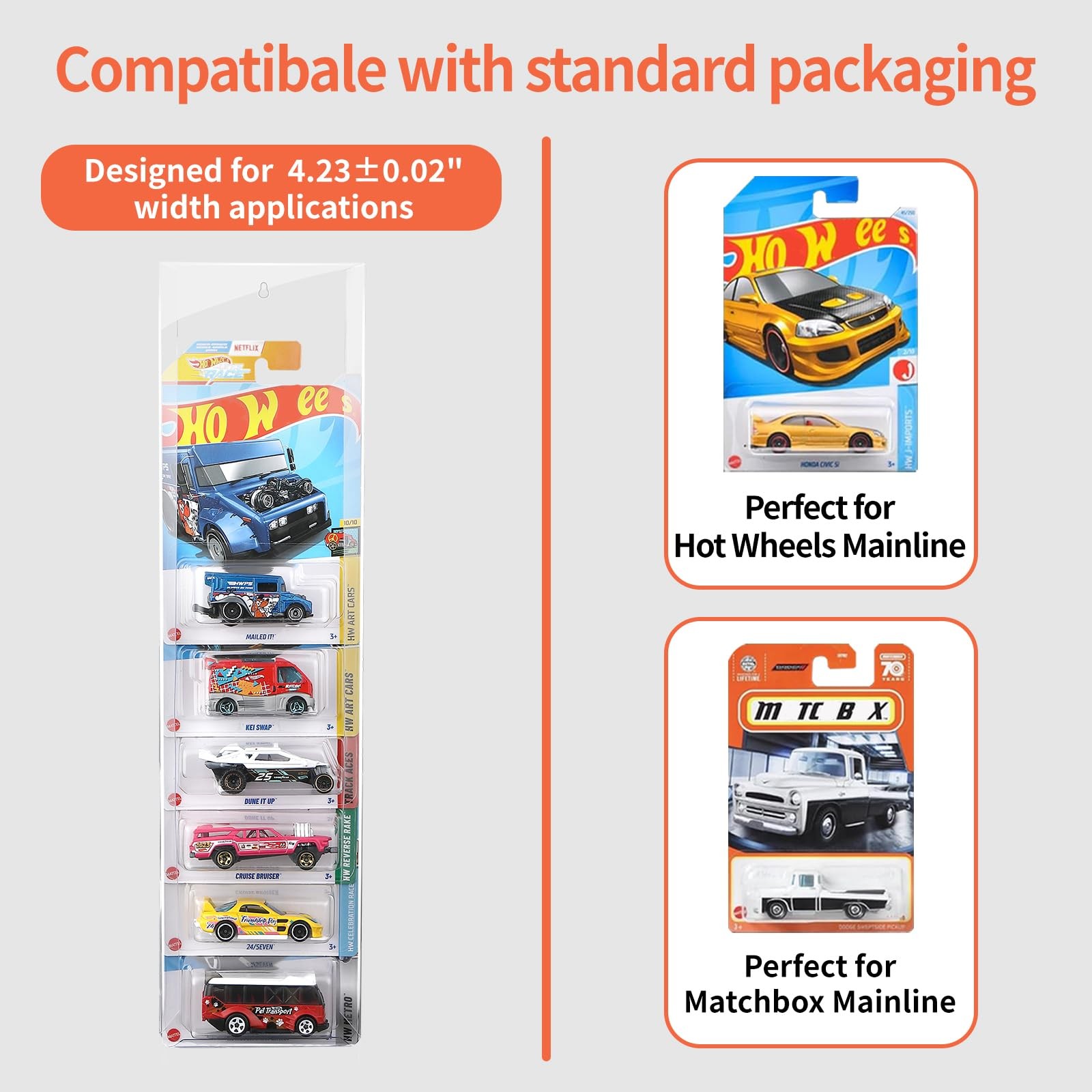 12Packs of Display Case Compatible with Hot-Wheels Match-Box Packaged Clear