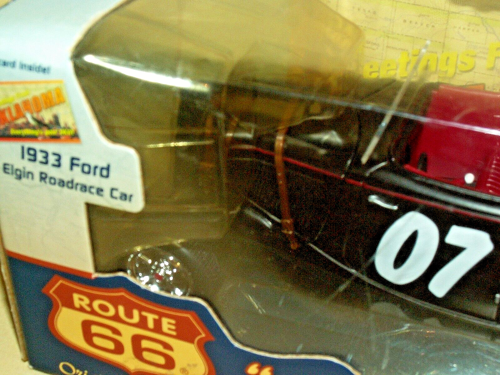 FORD ELGIN ROAD RACER 1933 BLUE LIGHT 1:24 ROUTE 66 DIE CAST BLACK CONVERTIBLE.