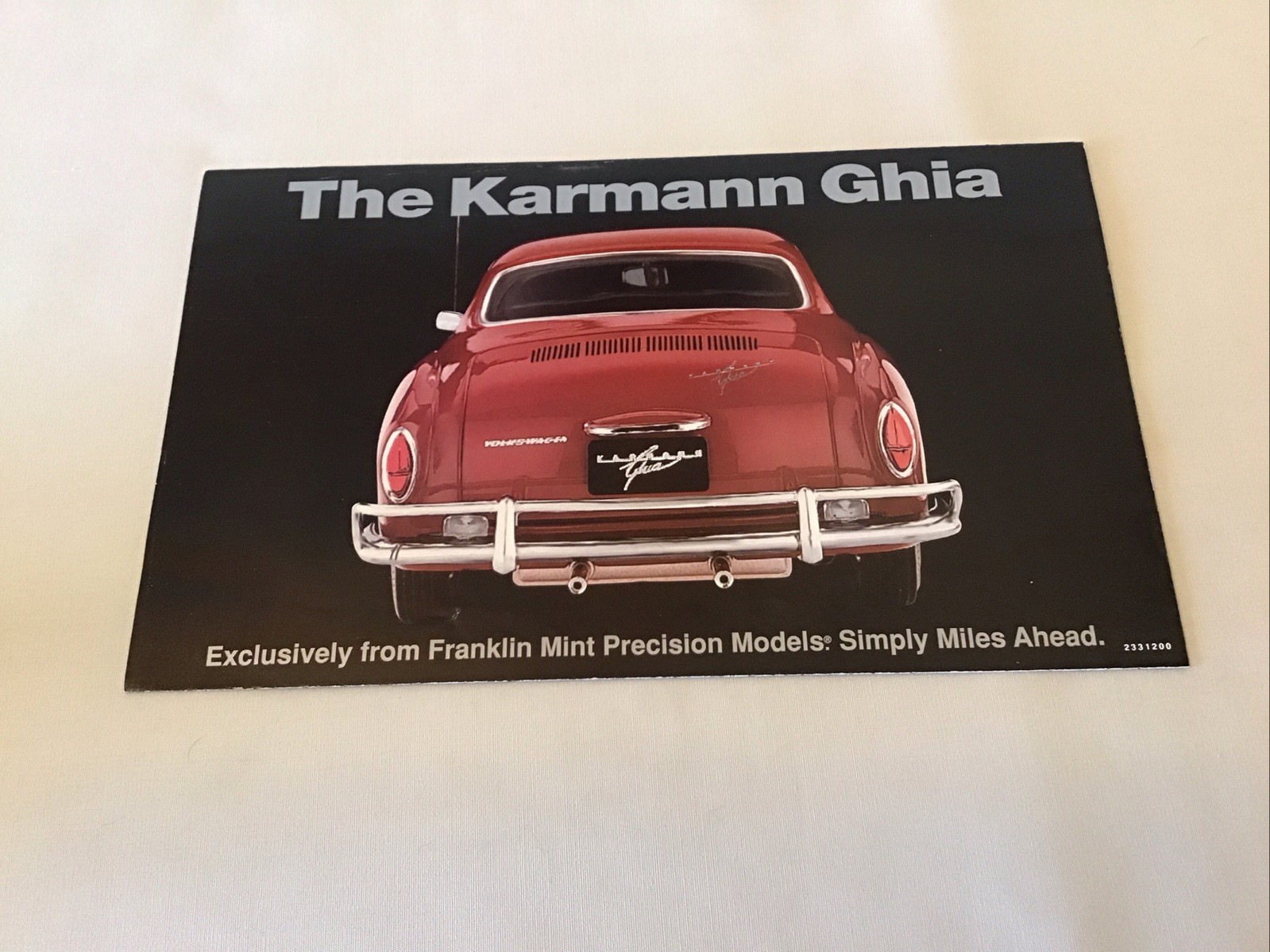 Franklin Mint Volkswagen The Karmann Ghia Rare Brochure Paperwork Only 1:24