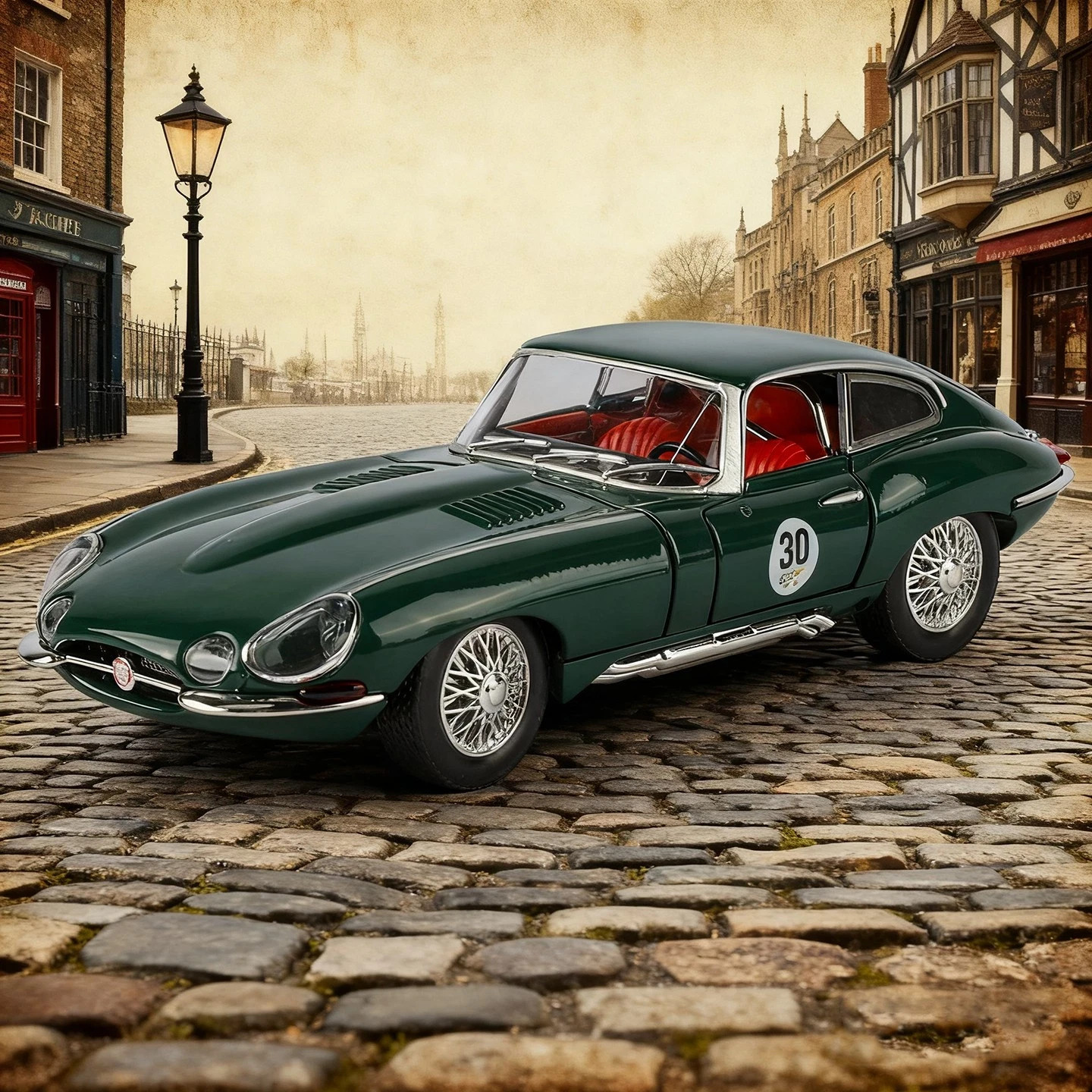 1:24 Jaguar E-Type Vintage Diecast Car – 1961 Classic Model w/ Light Toy Gift