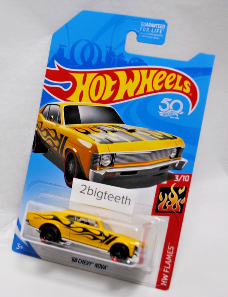 READ 2018 Hot Wheels HW Flames 1968 68 Chevy Nova Yellow Kmart Exclusive color