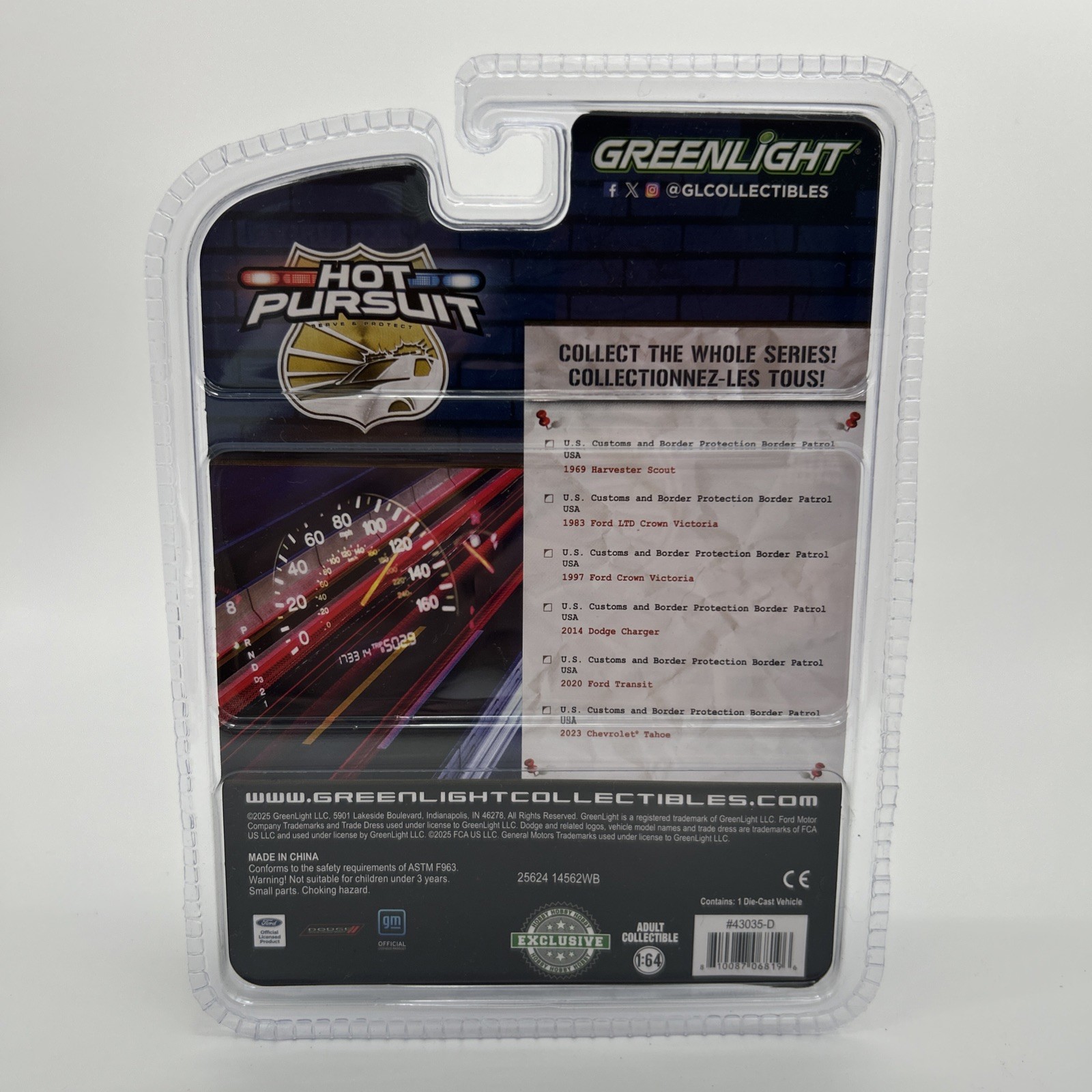 GreenLight Hot Pursuit US Customs & Border Protection Patrol 2014 Dodge Charger