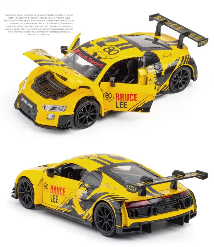 1: 32 Sport R8 LMS CUP Alloy Metal Vehicles Die cast Toy With Sound and Light