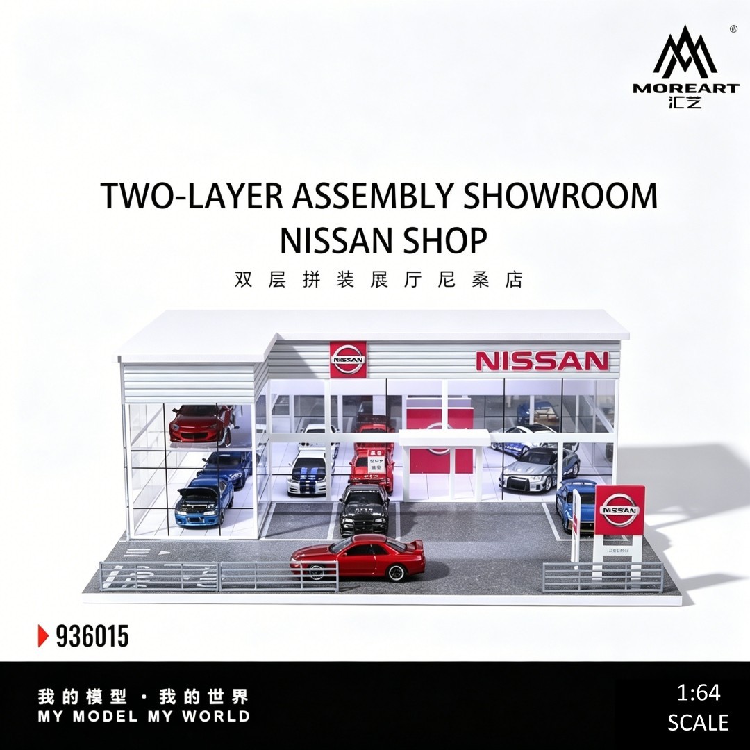 US Diorama 1/64 Diecast Garage Model LED Parking Lot Scene Display Case Building