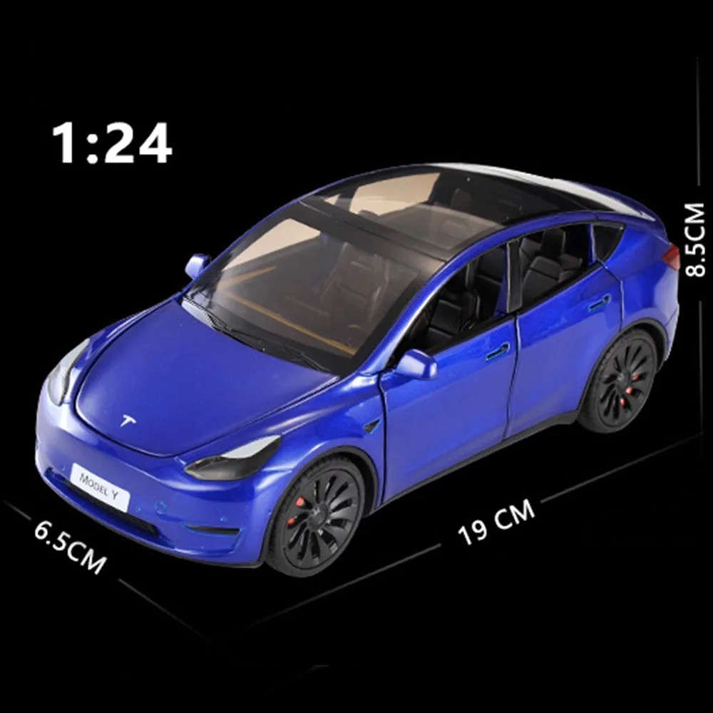 Tesla Model X Y 3 Diecast Alloy Toy 1:24 Car Sound Light Kids Collectible Gift