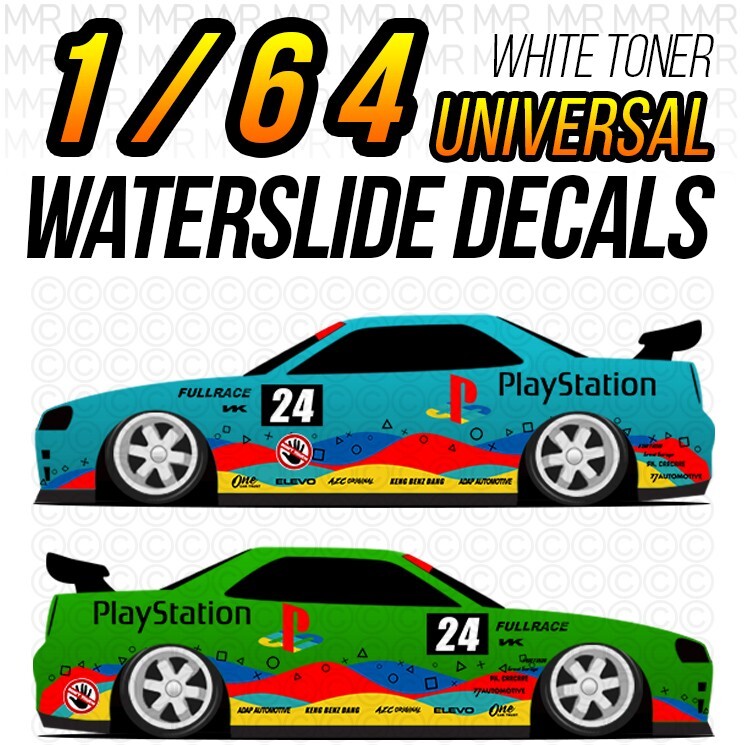 1/64 Scale PLAYSTATION XBOX White Toner Universal WaterSlide Decals Hot Wheel