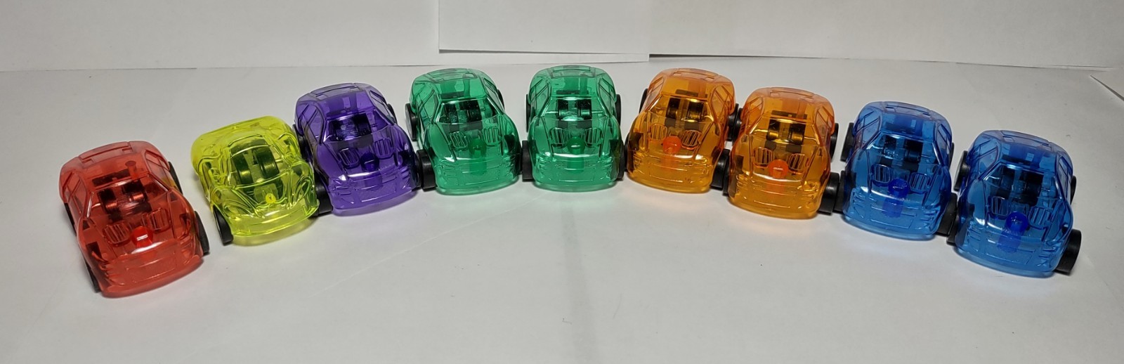 Greenbrier Pull Back Cars Red Yellow Green Blue Orange Purple Rainbow Plastic