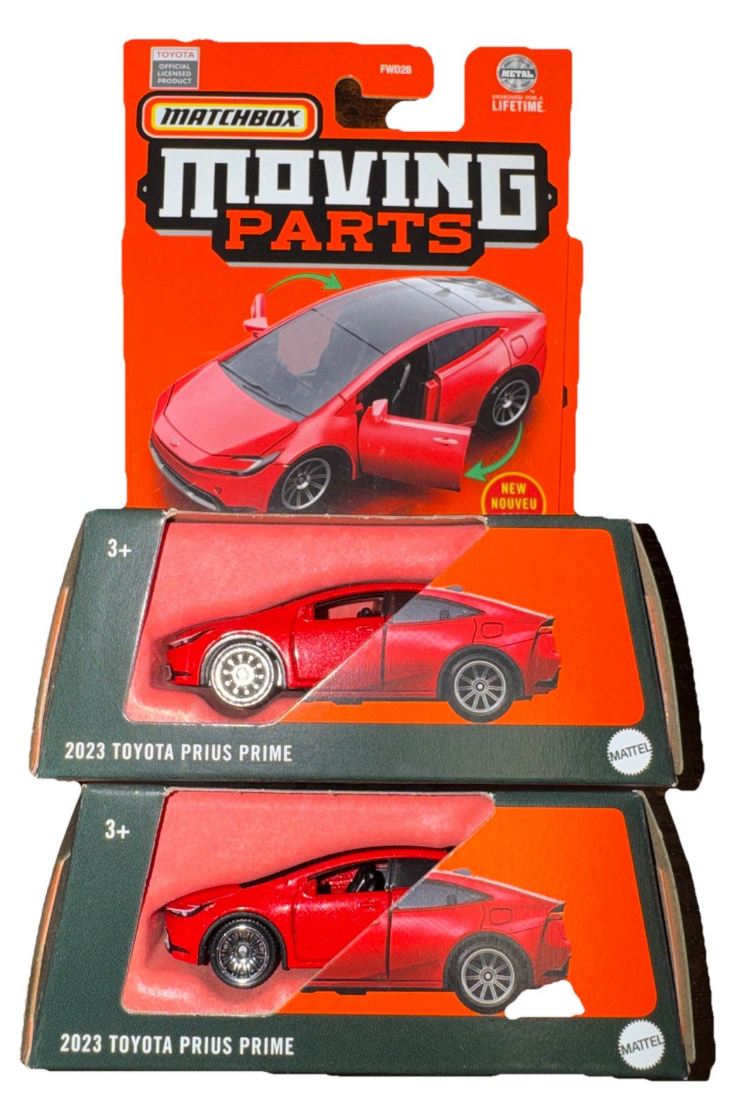 Lot Of 2 Matchbox 2023 Toyota Prius Red Moving Parts New In Package 1:64 Diecast