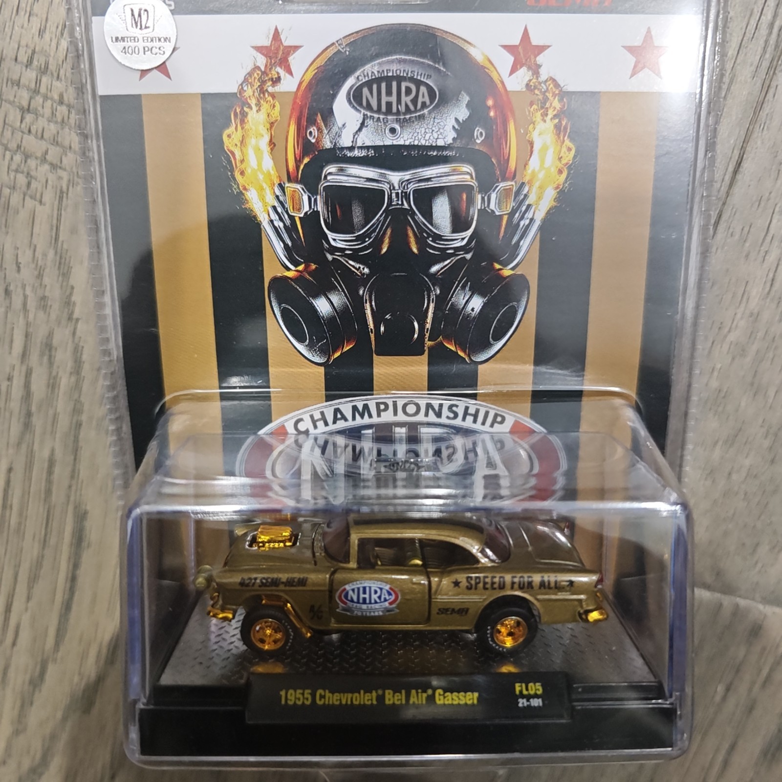 M2 Machines 2021 SEMA Exclusive SUPER CHASE 1955 Chevrolet Bel Air Gasser NHRA