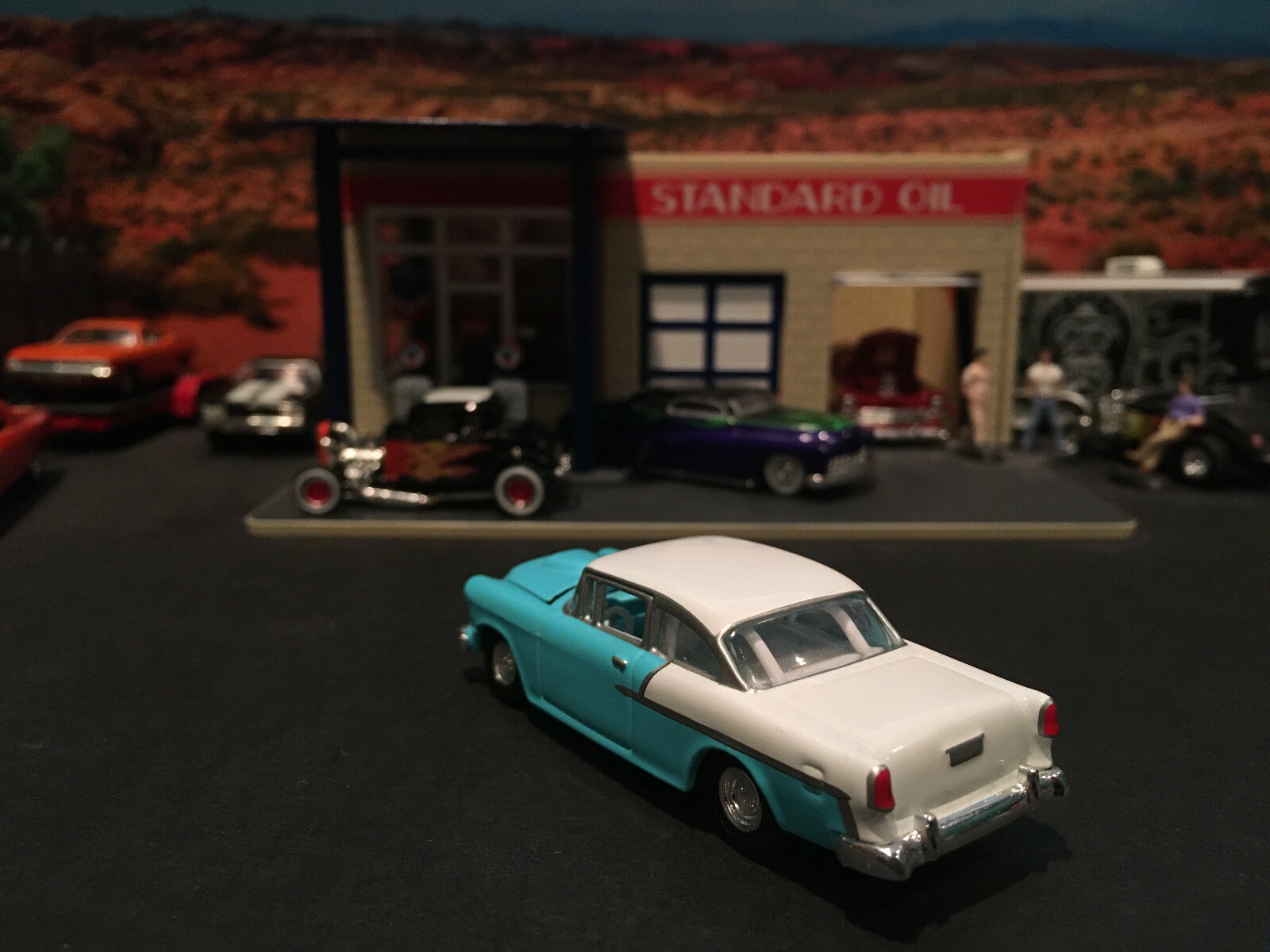 1:64 Hot Wheels Limited Edition 1955 55 Chevy Blown Hot Rod Light Blue and White