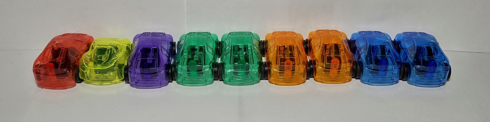 Greenbrier Pull Back Cars Red Yellow Green Blue Orange Purple Rainbow Plastic