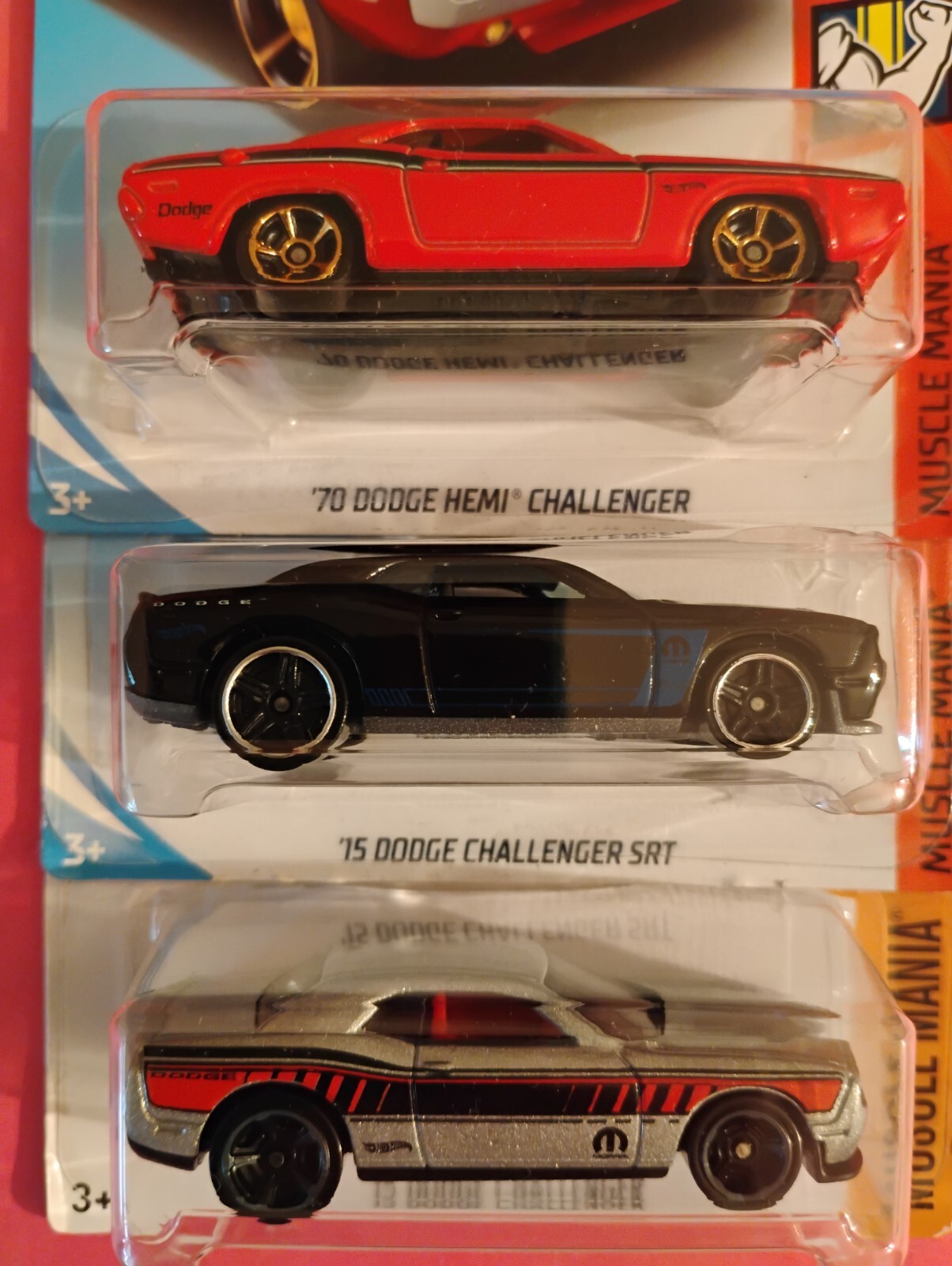 Hot Wheels Dodge Challenger Lot Of 3 – ’15 X2 (Silver & Black) + ’70 (Red)