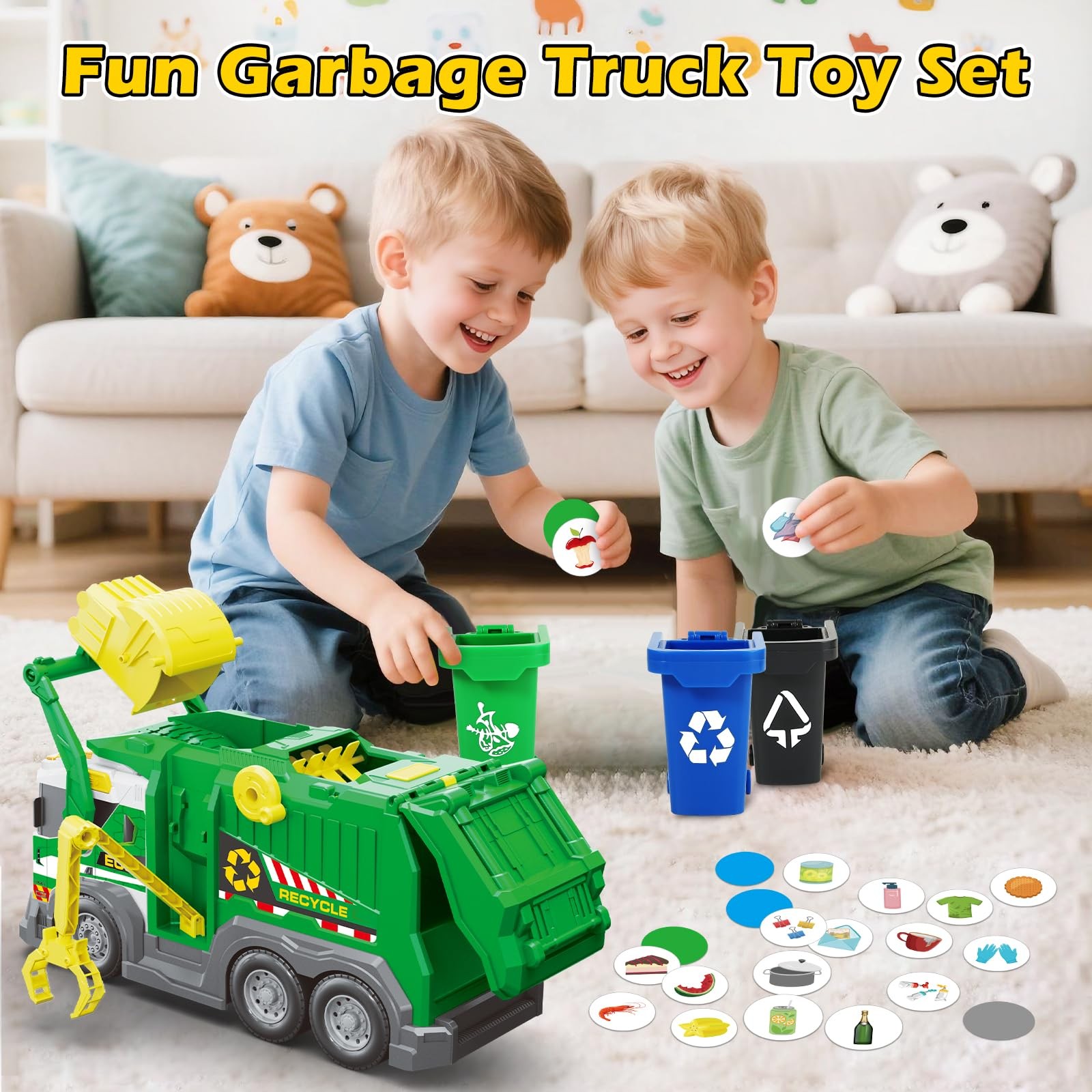 Garbage Truck Toys for Kids 3 4 5 6 7 8 Years Old Boys Toy Trucks Set with So…
