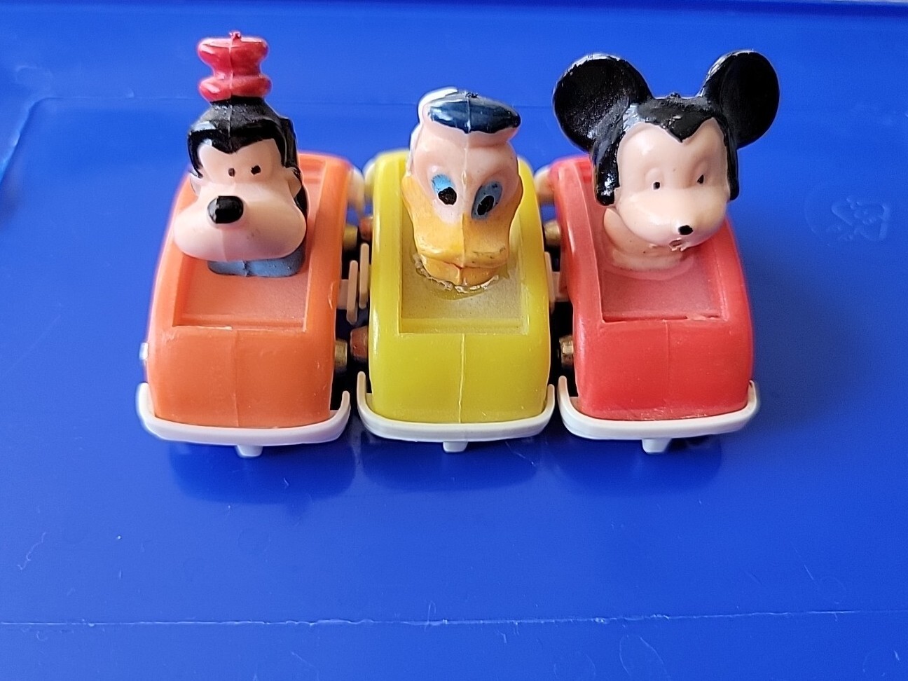 Mickey Mouse Fun Castle Set of 3 Roller Coaster Cars 1960 W Donald, Goofy