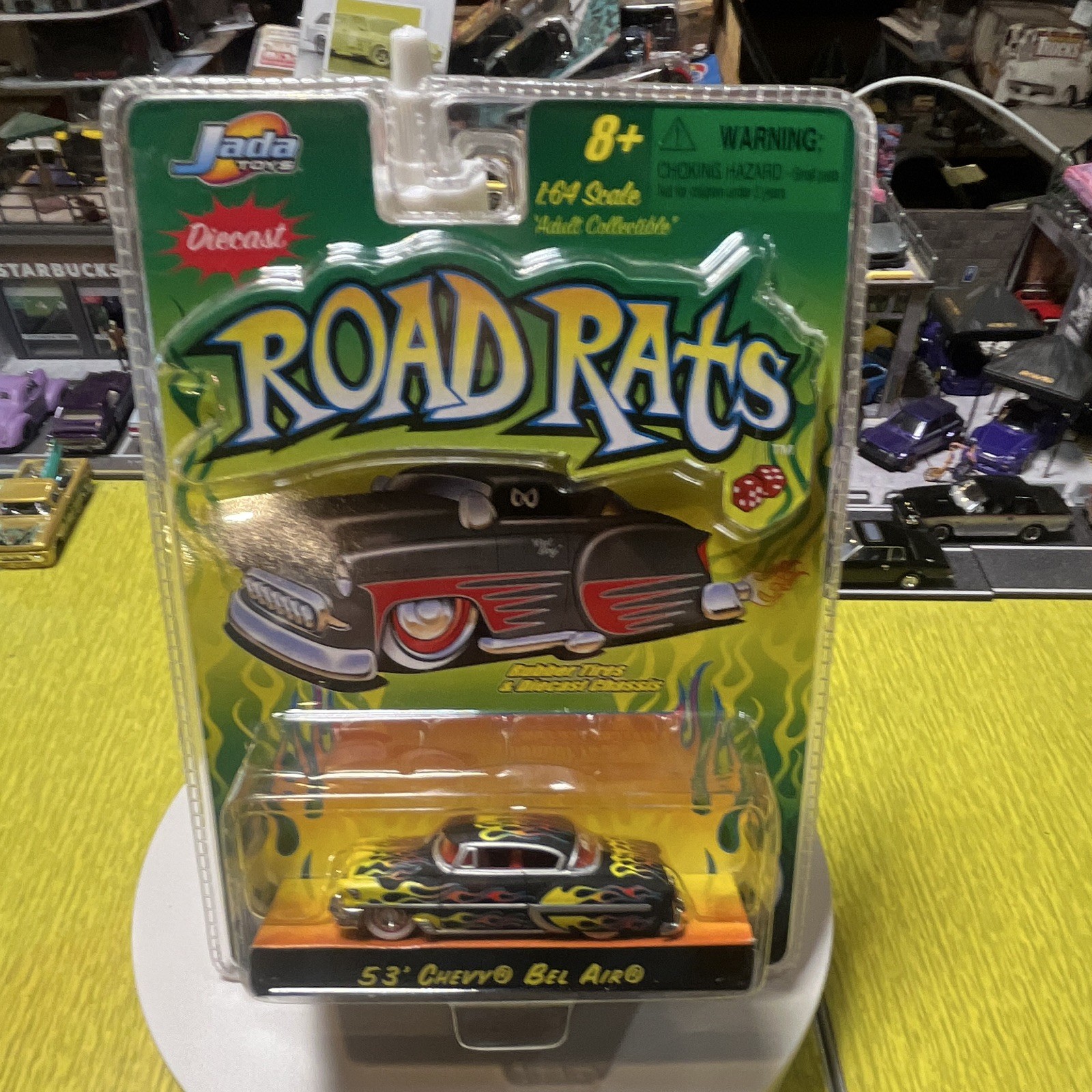 Jada Toys Road Rats 1953 Chevy Bel Air 1:64 Diecast Black/Yellow Flames
