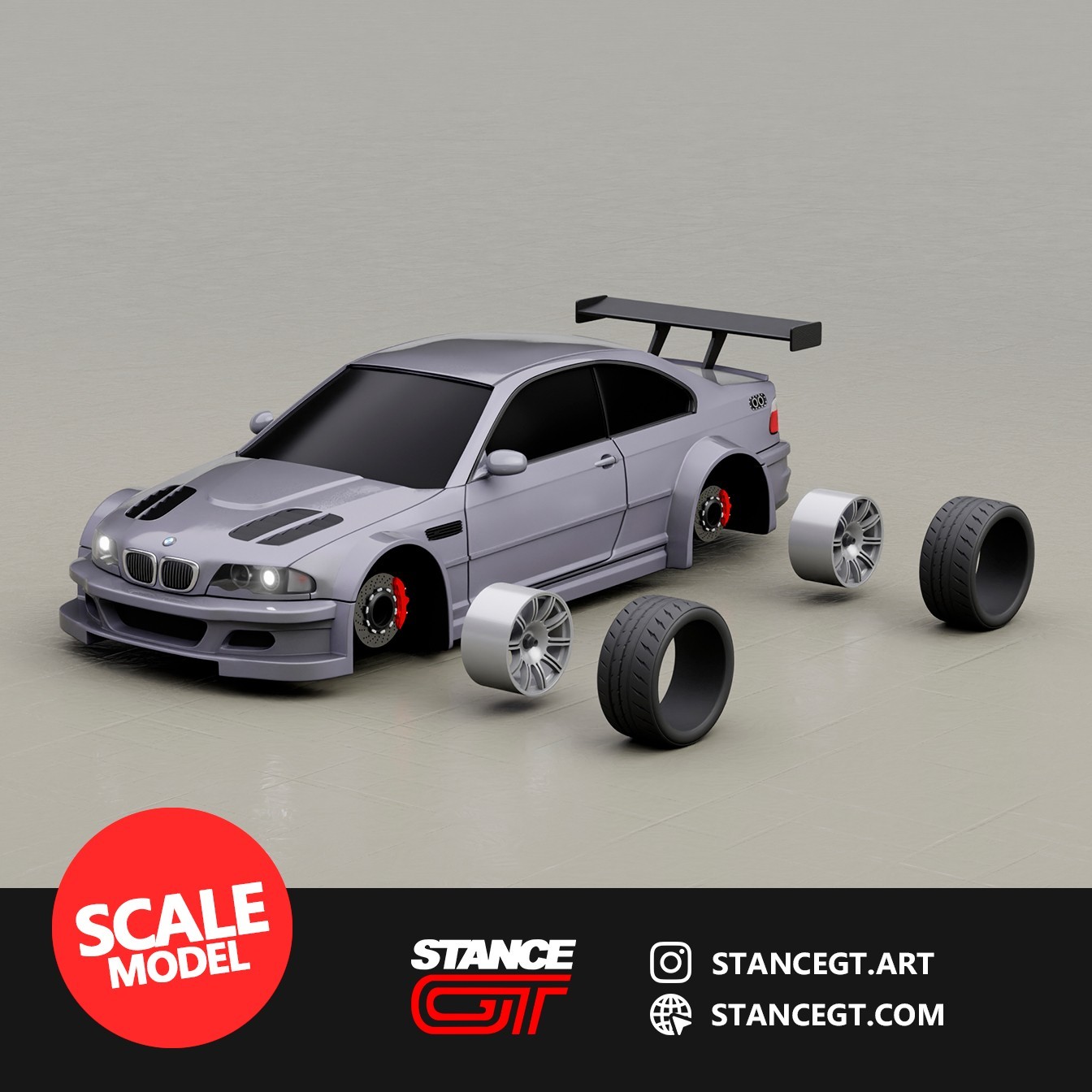 1/64 Scale BMW M3 GTR Resin Printed Model Car Kit Tooned Stance