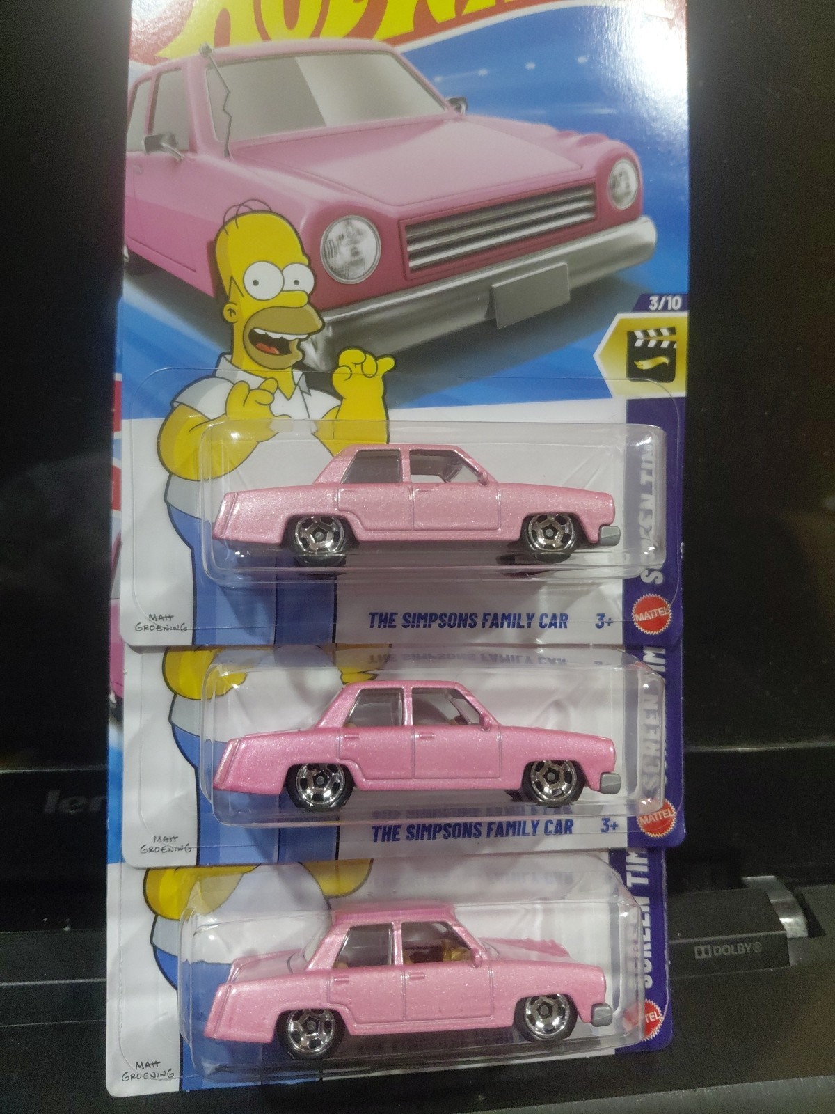 HOT 2HEELS SCREEN TIME THE SIMPSONS FAMILY CAR LOT OF 3 MINT CARDS