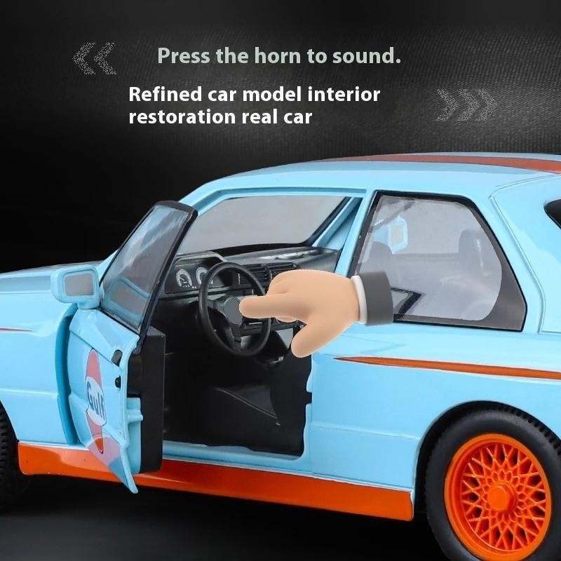 1:24 BMW M3 E30 1988 Mpower Alloy Diecast Sound & Light Car Model Toy Gift NEW