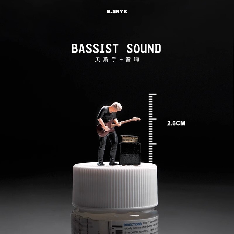1/64 Scale Drum Kit Band Singer Guitar Player Miniature Figure Model Scene Props
