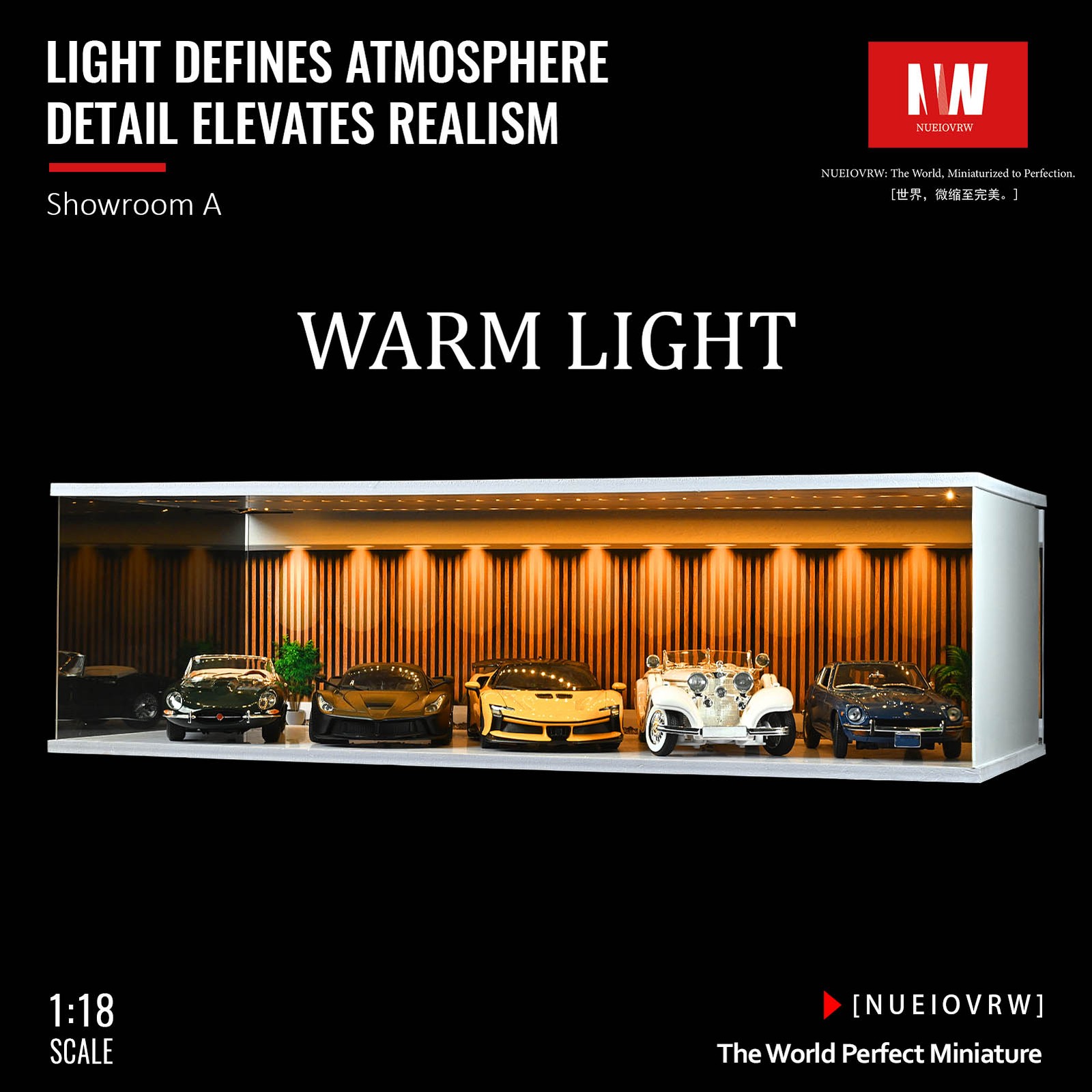 Diorama 1/18 Car Garage Model LED Light Street Building Showroom Display Gift US